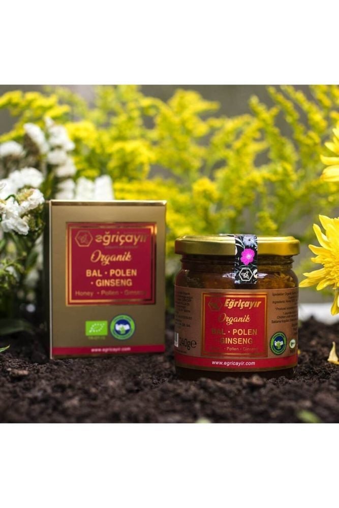 Eğriçayır Organik Bal-Polen-Ginseng Karışımı 240g