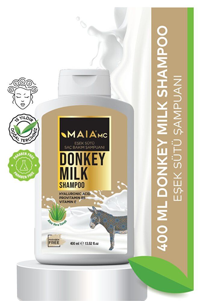 Maia mc Donkey Milk Shampoo Hyaluronic Acid Provitamin B5 Vitamenin E Alae Vera Saç Köklerini Güçlendirir