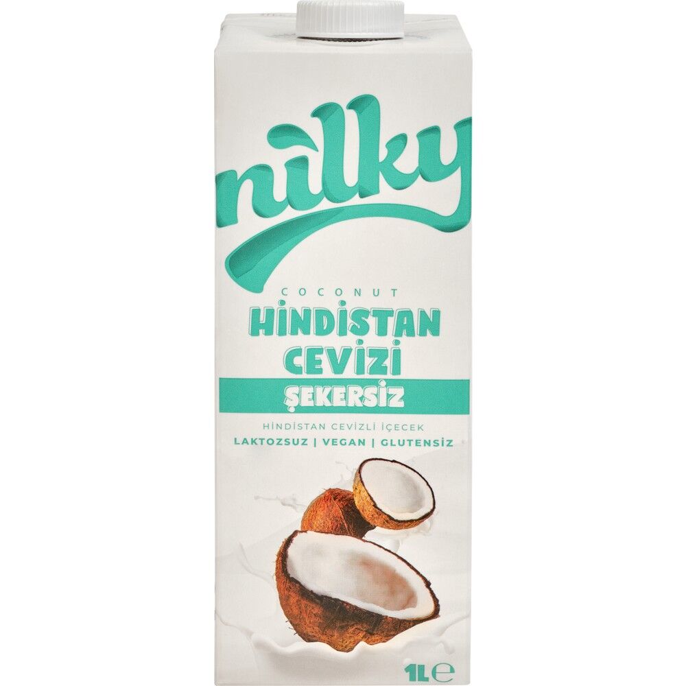 Nilky şekersiz Hindistan Cevizi Sütü Glütensiz Bitkisel Bazlı Laktosuz Vegan 1 lt