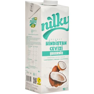 Nilky şekersiz Hindistan Cevizi Sütü Glütensiz Bitkisel Bazlı Laktosuz Vegan 1 lt