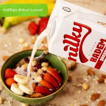 Şekersiz Badem Sütü Glütensiz Bitkisel Bazlı Laktosuz Vegan 1 lt