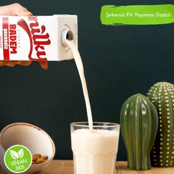 Şekersiz Badem Sütü Glütensiz Bitkisel Bazlı Laktosuz Vegan 1 lt