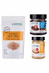 Wefood Çikolatalı Hurmalı Fındık Ezmesi + Şekersiz Ham Ballı Fıstık Ezmesi + Glutensiz Yulaf Ezmesi