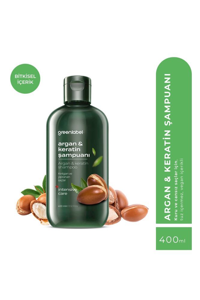 Greenlabel Argan&keratin Şampuanı 400 ml Bakım Ve Onarım Şampuanı Kepek Karşıtı Şampuan