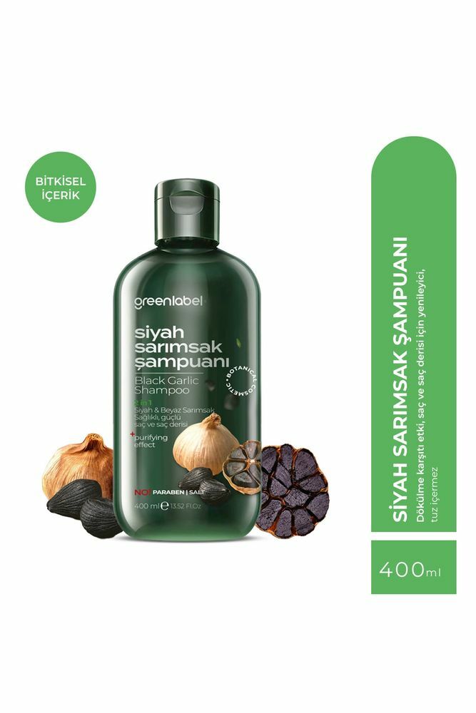 Greenlabel Siyah Sarımsak Şampuanı 400 ml Bakım Ve Onarım Şampuanı Kepek Karşıtı Şampuan