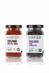 Wefood Organik Acı Pul Biber 65g + Organik Karabiber Tanesi 80g