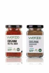 Wefood Organik Acı Pul Biber 65g + Organik Karabiber Tozu 80g