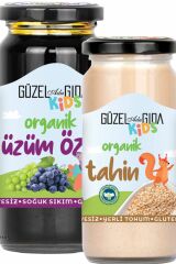 Kids Organik Tahin220 Gr Yerli Çiğ Susam + Kids Organik Üzüm Özü 290 Gr Soğuk Sıkım
