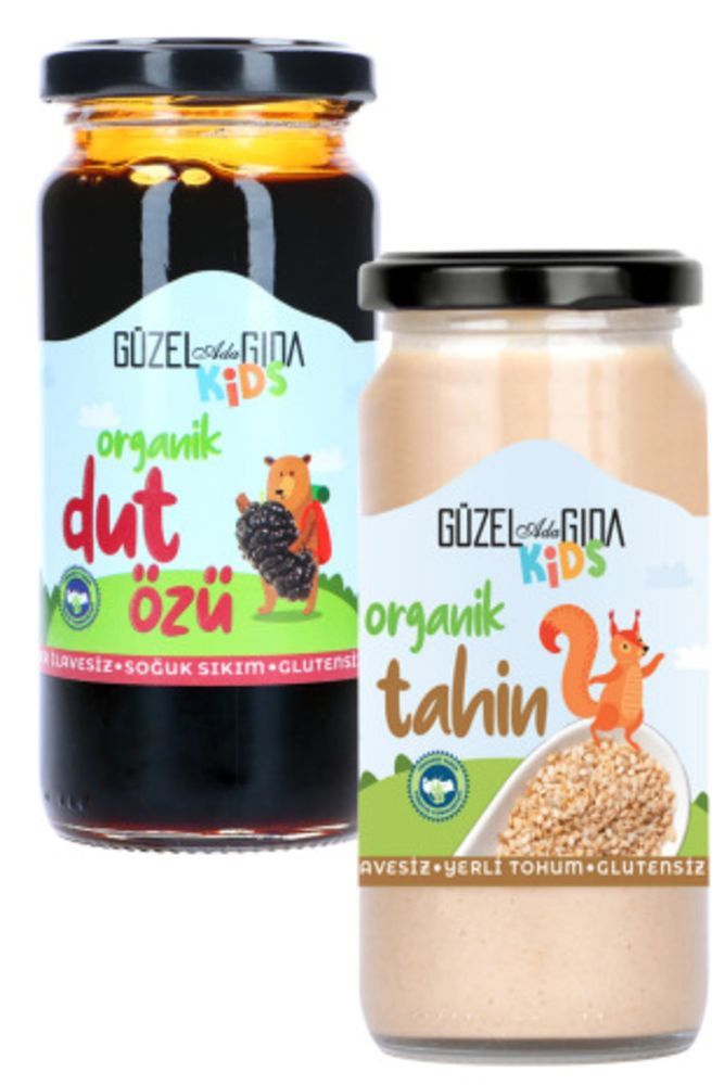 Kids Organik Tahin 220 gr Yerli Susam Glutensiz + Kids Organik Organik Dut Özü 290 Gr Soğuk Sıkım