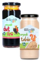 Kids Organik Tahin 220 gr Yerli Susam Glutensiz + Kids Organik Organik Dut Özü 290 Gr Soğuk Sıkım