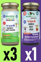 Organik Çiğ Tahin 230 gr (3 Adet) + Dut Özü 290 gr