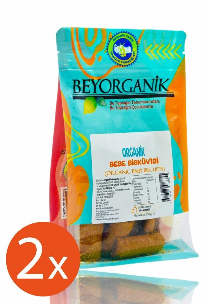 BEYORGANİK Organik Bebek Bisküvisi 150g 2'li