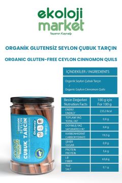 Organik Glutensiz Seylon Çubuk Tarçın 25 Gr x2 / Organic Gluten-Free Ceylon Cinnamon Quils 25 Gr x2