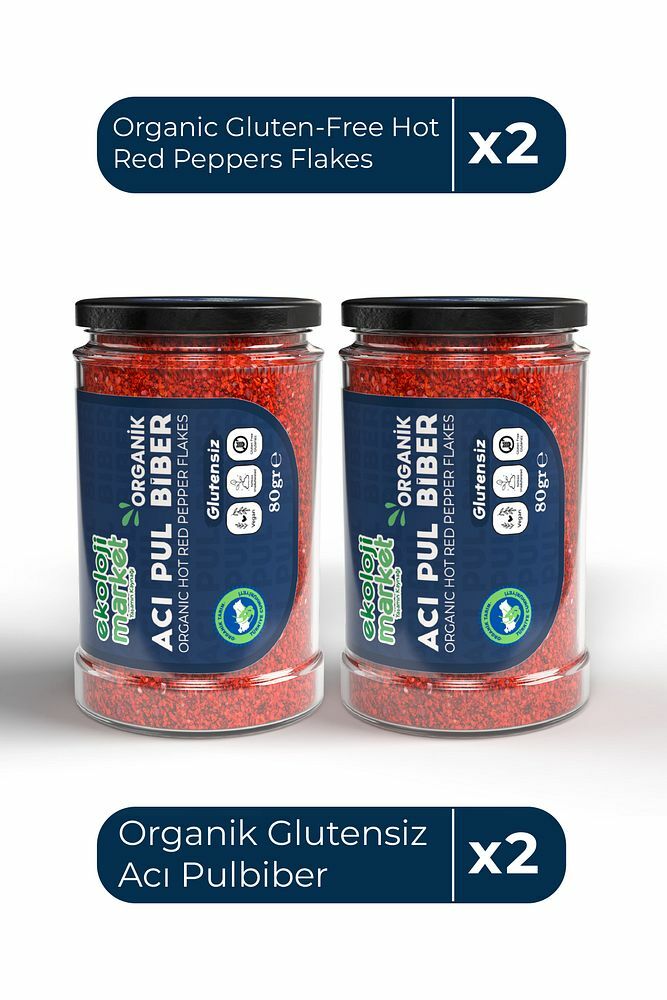 Organik Glutensiz Acı Pulbiber 80 Gr x2 / Organic Gluten-Free Hot Red Pepper Flakes 80 Gr x2