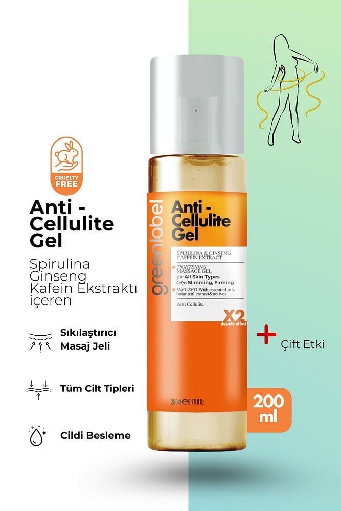 Anti Cellulite Gel-spirulina Ginseng Ve Kafein Ekstraktlı Sıkılaştırıcı Vücut Jeli 200 Ml.
