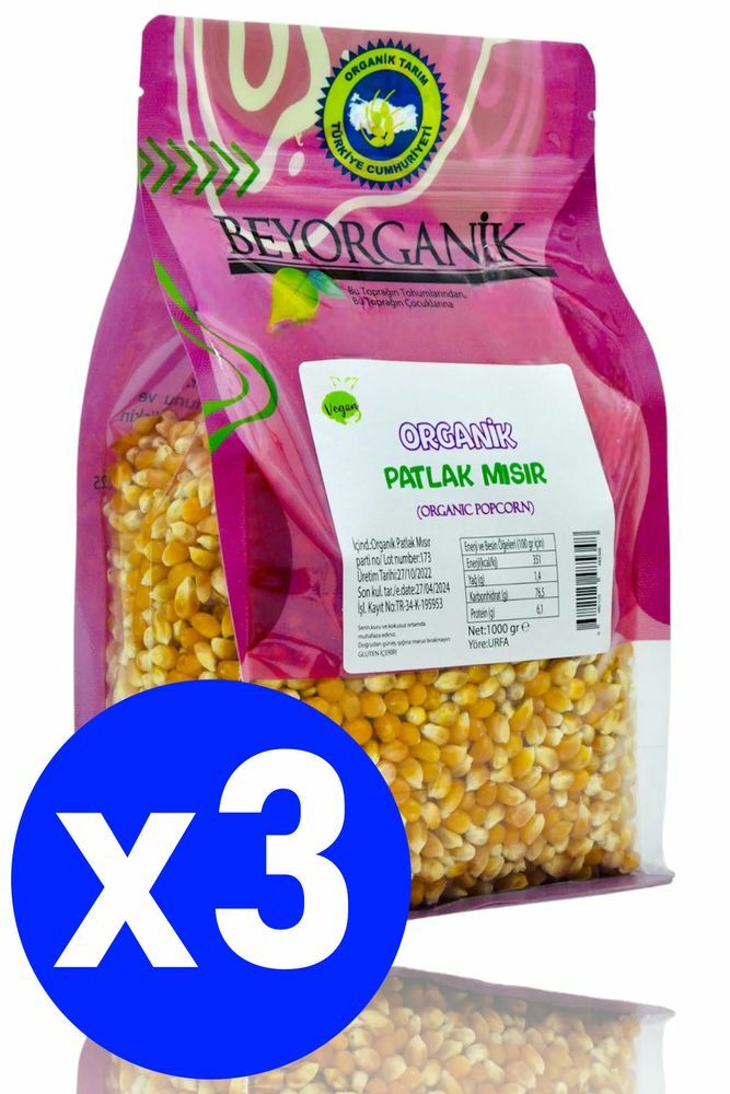 BEYORGANİK Organik Patlak Mısır 1 kg (3 Adet)
