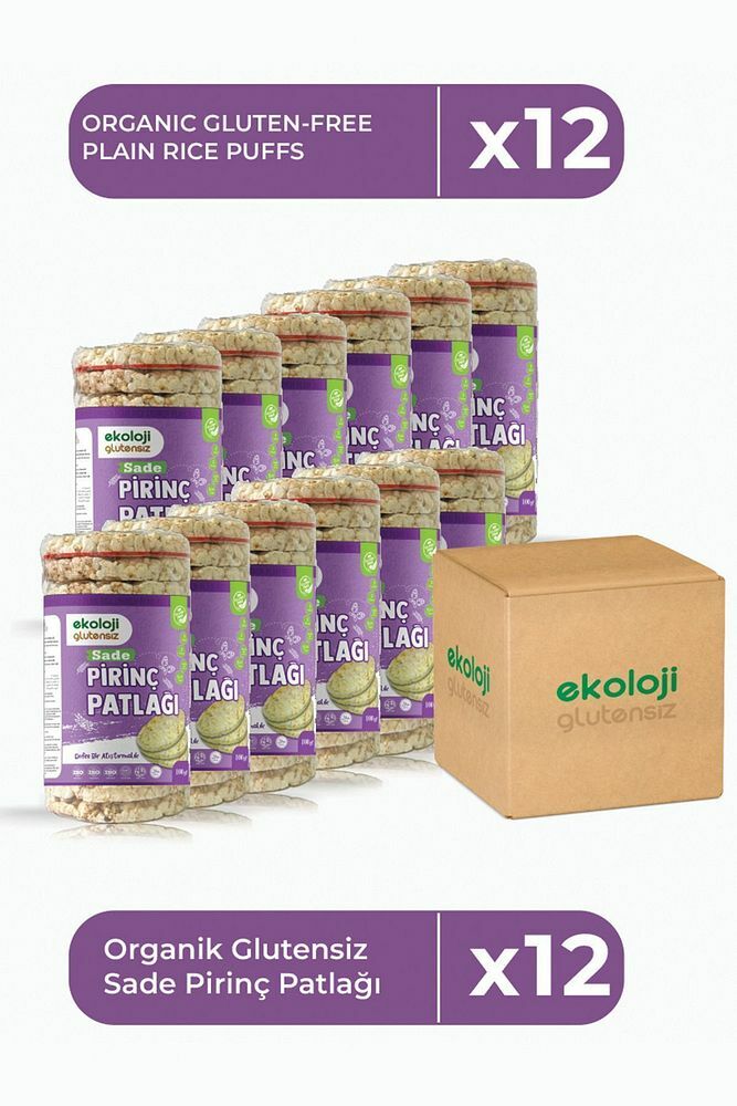 Glutensiz Sade Pirinç Patlağı 100 Gr 12 li Paket  Gluten Free Plain Rice Puffs 100 Gr 12 Pack