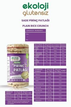 Glutensiz Sade Pirinç Patlağı 100 Gr 12 li Paket  Gluten Free Plain Rice Puffs 100 Gr 12 Pack