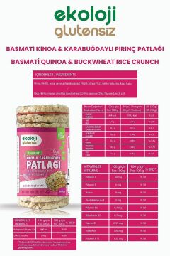 Glutensiz Karabuğday Kinoa PirinçPatlağı100Gr3Paket GlutenFree Buckwheat Quinoa RicePuffs100Gr3Pack