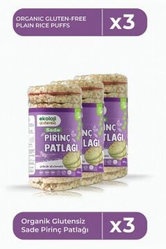 Glutensiz Sade Pirinç Patlağı 100 Gr 3 lü Paket  Gluten Free Plain Rice Puffs 100 Gr 3 Pack