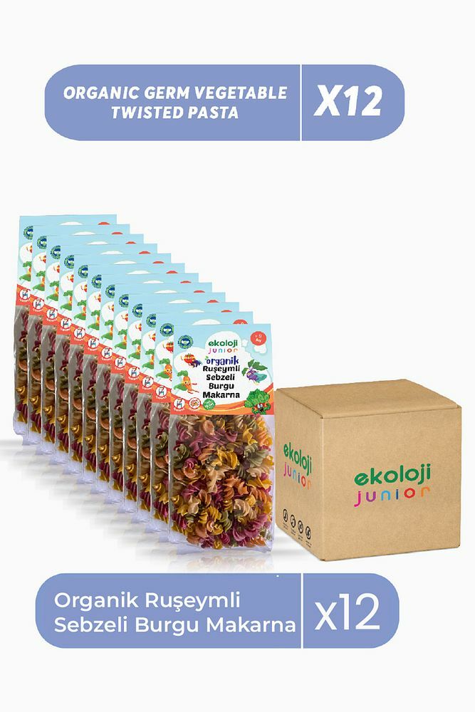 Organik Ruşeymli Sebzeli Burgu Makarna 250gr12Paket Organic Wheat Vegetable Twisted Pasta250gr12pack
