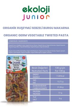 Organik Ruşeymli Sebzeli Burgu Makarna 250gr12Paket Organic Wheat Vegetable Twisted Pasta250gr12pack