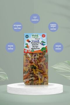Organik Ruşeymli Sebzeli Burgu Makarna 250gr12Paket Organic Wheat Vegetable Twisted Pasta250gr12pack